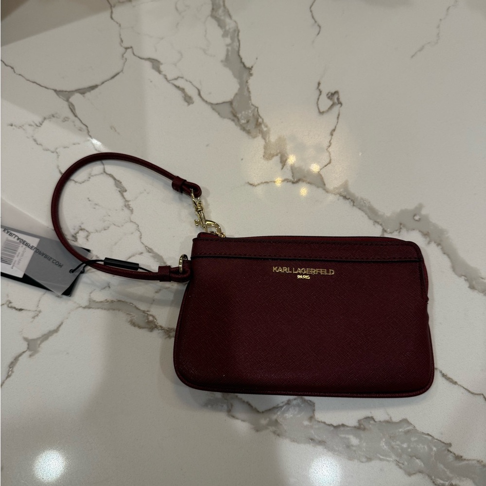Karl Lagerfeld Dark Red Wristlet with Gold Details